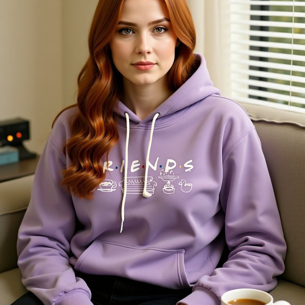Lavender FRIENDS Hoodie – Junior Girls Medium - Picture 4 of 5